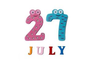 July 27. Image of July 27 on white background. photo