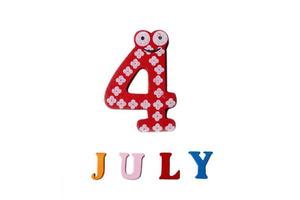 The 4th of July. Image of July 4 on white background. Summer day. photo