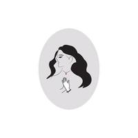 mujer cara silueta personaje ilustración logo icono vector