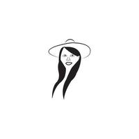 mujer cara silueta personaje ilustración logo icono vector