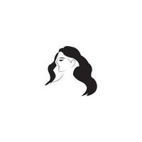 mujer cara silueta personaje ilustración logo icono vector