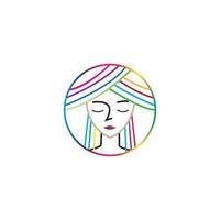 mujer cara silueta personaje ilustración logo icono vector