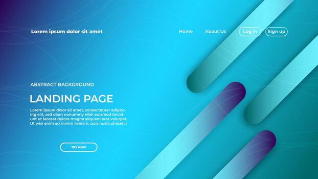 plantilla de diseño de color degradado azul de forma geométrica de fondo de página de destino vector