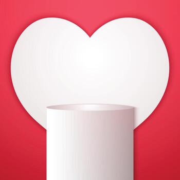 round podium or pedestal, minimal product heart shape background, template mock up for display, valentines day, geometric shape vector