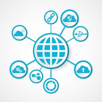 Devices icon and technology , connection concept with globe integrated vector