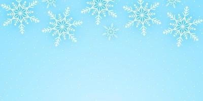 Merry Christmas, snowflakes and snowfall background in paper art style vector