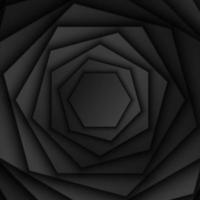 fondo de capa de superposición hexagonal negro abstracto, patrón de rotación de forma hexagonal, diseño mínimo oscuro con espacio de copia, ilustración vectorial vector