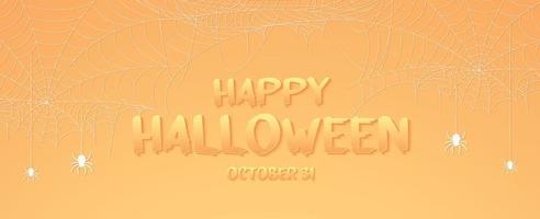 Halloween spider web banner, cobweb background with text vector