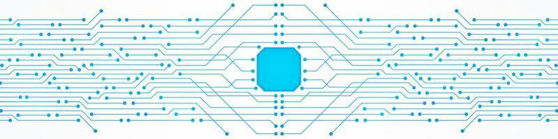 Fondo de tecnología de microchip, patrón de placa de circuito digital azul vector
