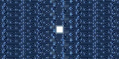 Fondo de tecnología de microchip, patrón de placa de circuito digital azul vector