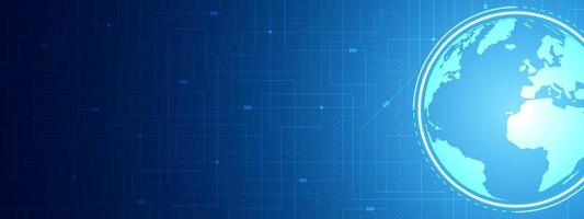 Abstract Digital Global Technology Background, blue circuit board pattern, microchip, power line vector
