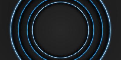 Abstract black frame background, circular overlap layer with blue light line, circle shape, dark minimal design with copy space, vector illustration