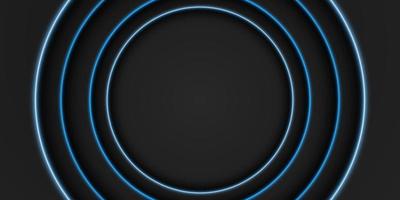 Abstract black frame background, circular overlap layer with blue light line, circle shape, dark minimal design with copy space, vector illustration