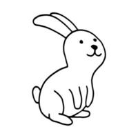 Rabbit hand-drawn contour line drawing. Black and white image.Easter bunny.For postcards, printing on fabric.Cute animal.Doodles.Vector vector