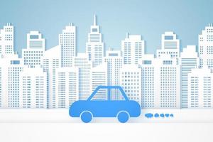 Cityscape, paper building with car vector