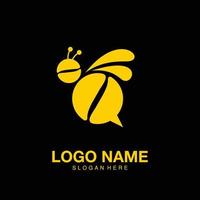 Logo coffee bee minimalist icon vector symbol flat design