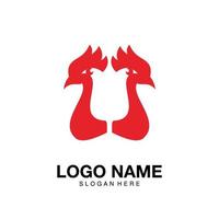 Logo rose rooster icon symbol vector illustration