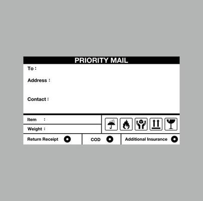 Priority mail template form account delivery cardboard