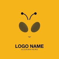 Logo head bee minimalist icon vector symbol flat design