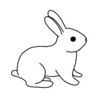 Rabbit hand-drawn contour line drawing. Black and white image.Easter bunny.For postcards, printing on fabric.Cute animal.Doodles.Vector vector