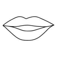 Lips hand drawing line. Doodle style. Black and white image. Parted lips. Valentine s day. Kiss. Vector . Concept for logo, card, banner, poster, flyer