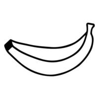 Banana vector drawing . Doodles. Hand drawing . One banana isolated on a white background. Exotic fruit. Black and white image. outline.