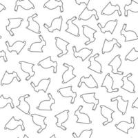 Rabbits-hares seamless pattern on a white background.Contour drawing with a line. Printing for packaging, printing on textiles. For the holiday of spring and Easter. Vector