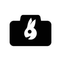 Logo camera rabbit minimalist icon vector symbol flat design