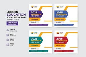 Creative and modern education admission social media post template vector