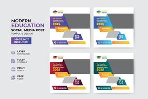 Creative and modern education admission social media post template vector