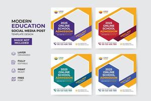 plantilla de publicación de redes sociales de admisión a la educación creativa y moderna vector