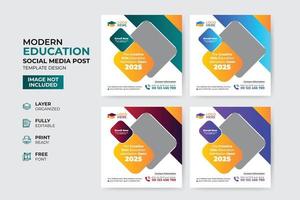 plantilla de publicación de redes sociales de admisión a la educación creativa y moderna vector