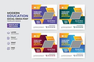 Creative and modern education admission social media post template vector