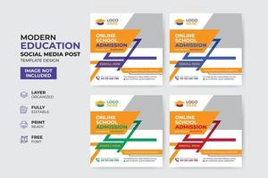Creative and modern education admission social media post template vector
