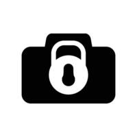 Logo camera lock minimalist icon vector symbol flat design