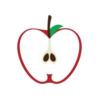 fruta media manzana vector dibujos animados diseño plano