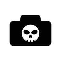 Logo camera head skull minimalist icon vector symbol flat design