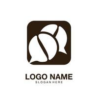 Logo coffee chatting minimalist icon vector symbol flat design