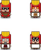 vector cute cartoon character mascot costume french fries food set summer sale bundle collection