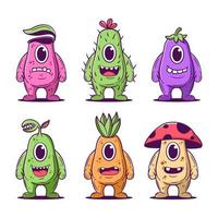 Cute cartoon monster, funny creatures vector set