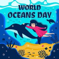 World oceans day vector illustration