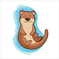 Otter cartoon, cute otter character vector illustration.