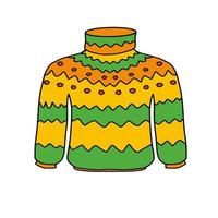 Bright warm sweater with a pattern. Autumn and winter clothing. vector