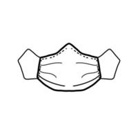 Outline of a medical mask on a white background. Vector Doodle illustrations.