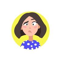 Female user profile. Avatar is a woman. A character for a screen saver with emotions. Vector illustration on a white isolated background.