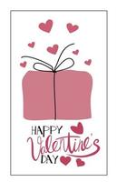 Hearts with gift box greeting card. vector