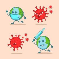 Ilustración de vector de virus de lucha contra la tierra