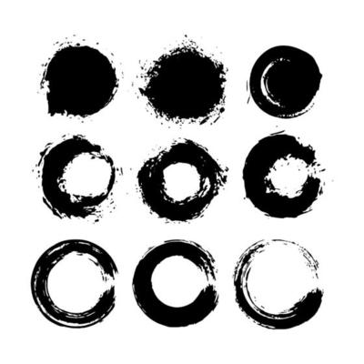 Vector set of grunge circle brush