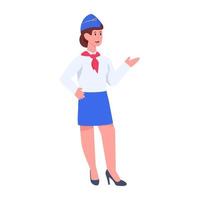 Flat design icon of air hostess vector