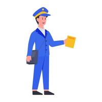 A flat design icon of postman vector